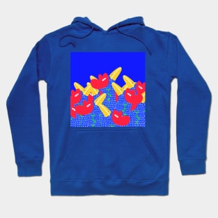 Blue funny duck with red flower, version 3 Hoodie